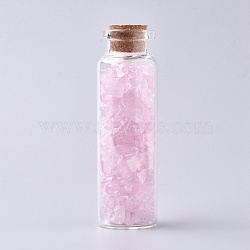 Glass Wishing Bottle, For Pendant Decoration, with Rose Quartz Chip Beads Inside and Cork Stopper, 22x71mm(DJEW-L013-A13)