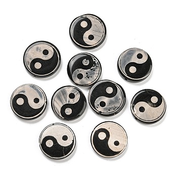 Natural Agate Yin-yang Beads, Dyed & Heated, Taiji, Black, 28.6~34x6.5mm, Hole: 2mm