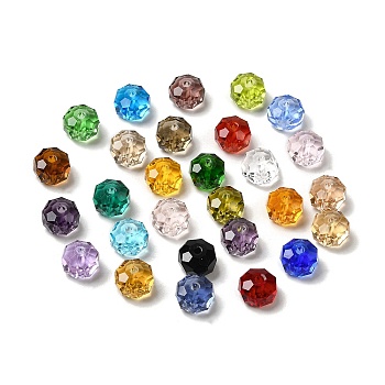 Transparent Glass Beads, Faceted, Rondelle, Mixed Color, 8x5mm, Hole: 1.2mm