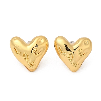 304 Stainless Steel Love Heart Stud Earrings for Women, Heart, 15.5x17mm