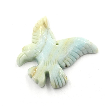 Carved Natural Amazonite Pendants, Eagle, 40x40x8mm