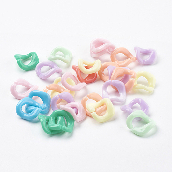 Acrylic Linking Rings, Twist Ring, Mixed Color, 20x20x4mm, 10x10mm Inner Diameter, about 450pcs/500g