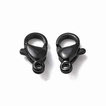 Spray Painted 304 Stainless Steel Lobster Claw Clasps, Black, 10.5x6.5x3.5mm, Hole: 1.2mm
