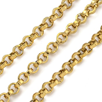 Ion Plating(IP) 304 Stainless Steel Rolo Chains, Unwelded, with Spool, Golden, 3x1mm