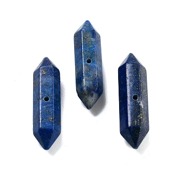 Natural Lapis Lazuli Double Terminal Pointed Beads, Faceted Bullet, 32.5x9x8mm, Hole: 1.6mm