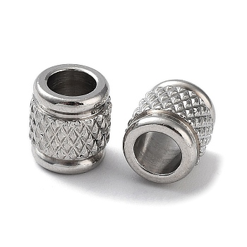 303 Stainless Steel European Beads, Large Hole Beads, Column, Stainless Steel Color, 7x8mm, Hole: 4.2mm