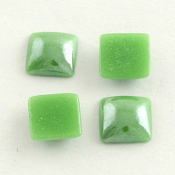 Pearlized Plated Opaque Glass Cabochons, Square, Dark Sea Green, 6x6x3mm