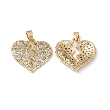 Real 18K Gold Plated Clear Heart Brass+Cubic Zirconia Pendants