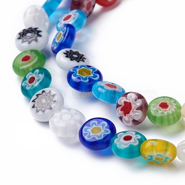 Flat Round Handmade Millefiori Glass Beads(LK-R004-54)-4