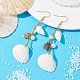 Bohemian Style Natural Shell Dangle Earrings with Glass Pearl Beads(EJEW-JE05546)-3