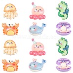 30Pcs 6 Styles Ocean Theme Opaque Resin Sea Animal Cabochons, Glitter Cabochons, Mixed Color, 17~21x19~25x7~9mm, 30pcs(RESI-CJ0003-55)