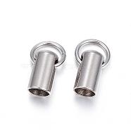 201 Stainless Steel Cord Ends, End Caps, Column, Stainless Steel Color, 11x6mm, Hole: 3mm, about 5mm inner diameter(STAS-E120-02-5mm)