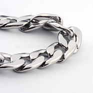 304 Stainless Steel Curb Chains  Necklaces, with Lobster Claw Clasps, Stainless Steel Color, 23.8 inch(60.5cm), 7.5mm(X-NJEW-R063-30P)