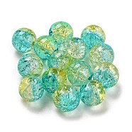 Transparent Spray Painting Crackle Glass Beads, Round, Yellow Green, 8mm, Hole: 1.6mm, 300pcs/bag(GLAA-L046-01B-35)
