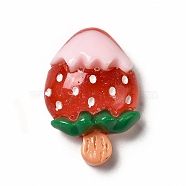 Translucent Resin Imitation Food Decoden Cabochons, Play Food, Ice Lolly, Red, Strawberry Pattern, 26x18x8.5mm(CRES-A052-01B)