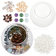 BENECREAT Ocean Them Microlandscape Glass Cylinder Making Kit, Including Glass Vase, Silica Sands, Shell & Natural Amethyst & Aventurine & Opalite Beads, Mixed Color, Glass Vase: 120mm, Hole: 120mm, Inner Diameter: 67mm, 1Pc/set(DIY-BC0005-46)