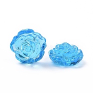 Handmade Lampwork Flower Beads, Rose, Deep Sky Blue, 18x18x9.5mm, Hole: 1~1.6mm(LAMP-C004-05D)
