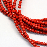 Synthetic Turquoise Bead Strands, Round, Dyed, Red, 6x5.5~6mm, Hole: 1.5mm, about 62~68pcs/strand, 14.9 inch~15.7 inch(TURQ-S284-6mm-A01)