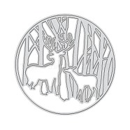 Christmas Carbon Steel Cutting Dies Stencils, for DIY Scrapbooking/Photo Album, Decorative Embossing DIY Paper Card, Flat Round Christmas Reindeer/Stag, Matte Platinum Color, 100mm(DIY-WH0170-059)