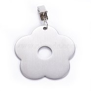 Stainless Steel Tablecloth Pendants, with Clips, Flower, Stainless Steel Color, 96mm, Flower: 68x66.5x2mm(X-STAS-WH0013-06P)