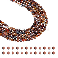 5 Strands Natural Chinese Writing Stone Round Beads Strands, 4mm, Hole: 1mm, about 98pcs/strand, 15.67''(39.8cm)(G-NB0004-41)