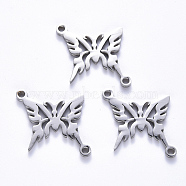 201 Stainless Steel Links Connectors, Laser Cut, Butterfly, Stainless Steel Color, 17x18x1.5mm, Hole: 1.6mm(STAS-S114-11)