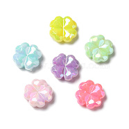 Opaque Acrylic Beads, AB Color Plated, Clover, Mixed Color, 11x11x4mm, Hole: 1.4mm, about 1667pcs/500g(MACR-F074-03)