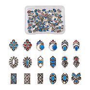 90 Pcs Alloy Enamel Cabochons, Nail Art Decoration Accessories, DIY Crystal Epoxy Resin Material Filling, Mixed Shapes, Antique Silver, 8x5.5x1.5mm(MRMJ-TA0001-17AS)