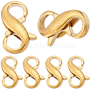 SUNNYCLUE Brass Double Opening Lobster Claw Clasps, Infinity Shape, Champagne Gold, 13x8x3.5mm, 6pcs/box(KK-SC0002-68)