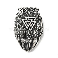 304 Stainless Steel Manual Polishing Pendants, Bear Paw with Valknut, Antique Silver, 41x27x10.5mm, Hole: 4.5mm(STAS-G274-05AS)