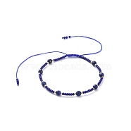 Adjustable Braided Bead Bracelets, with Nylon Thread, Glass Seed Beads, Natural Lapis Lazuli(Dyed) Beads, 2 inch~3-3/4 inch(5~9.7cm)(BJEW-JB04902-02)