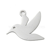 Non-Tarnish 304 Stainless Steel Pendants, Laser Cut, Pigeon Charm, Stainless Steel Color, 24x26x1mm, Hole: 2.5mm(STAS-B056-20P-02)