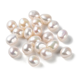 Natural Cultured Freshwater Pearl Beads, Two Sides Polished, No Hole, Oval, WhiteSmoke, 8.5~10x6.5~9mm(PEAR-E020-04)
