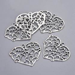 Alloy Pendants, Cadmium Free & Lead Free, Heart, Antique Silver, 48x40x2mm, Hole: 3mm(X-PALLOY-A18810-AS-LF)