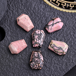 Natural Rhodonite Carved Coffin Decorations, Reiki Stones for Home Office Desktop Feng Shui Ornament, 20x15mm(PW-WG95774-03)