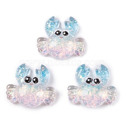 Transparent Epoxy Resin Decoden Cabochons, Glitter Sea Animals, Crab, 20x23x7mm(CRES-P035-10C)