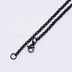 Steel Rolo Chain for Necklace Making, with Lobster Claw Clasps, Gunmetal, 2.5x1mm, 19.9 inch(50.5cm)(MAK-TAC0001-02E-B)