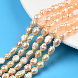 Natural Cultured Freshwater Pearl Beads Strands, Two Sides Polished, Wheat, 6~9x5~6x5~6mm, Hole: 0.6mm, about 49~50pcs/strand, 14.17 inch~14.57 inch(36~37cm)(PEAR-N014-05A)