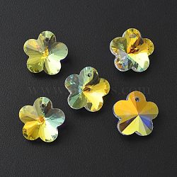 Faceted Glass Pendants, AB Color, Clear AB, Flower Charms, 13x14x8mm, Hole: 1.2mm(GLAA-WH0035-22G)