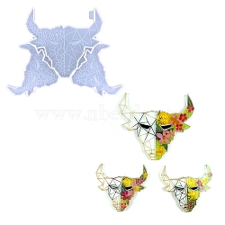 DIY Cattle Head with Flower Cup Mat Silicone Molds, Resin Casting Molds, For UV Resin, Epoxy Resin Craft Making, Geometrical Style, Deep Sky Blue, 205x270x9mm, Inner Diameter: 102x118mm & 165x183mm(DIY-A034-01D)