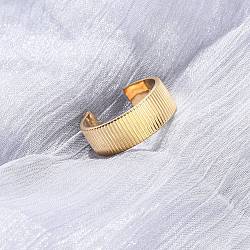 304 Stainless Steel Open Cuff Rings for Women, Ion Plating(IP), Real 18K Gold Plated, 8mm, Inner Diameter: 19mm(RJEW-K309-31G)