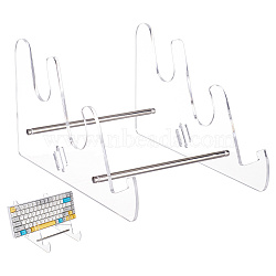 3-Tier Transparent Acrylic Keyboard Stands, Detachable Keyboard Storage Holder with Platinum Tone Iron Findings, Clear, Finish Product: 15x25x13.5cm, about 8pcs/set(ODIS-WH0002-33P)