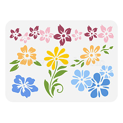 Plastic Drawing Painting Stencils Templates, for Painting on Scrapbook Fabric Tiles Floor Furniture Wood, Rectangle, Flower, 29.7x21cm(DIY-WH0396-653)