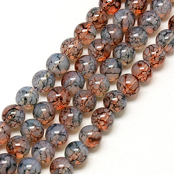 Baking Painted Glass Beads Strands, Imitation Opalite, Round, Saddle Brown, 8mm, Hole: 1.3~1.6mm, about 100pcs/strand, 31.4 inch(X-DGLA-Q023-8mm-DB52)
