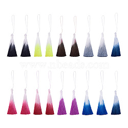 27Pcs 9 Colors Polyester Tassel Big Pendants, Two Tone, Mixed Color, 160mm, 3pcs/color(FIND-SW0001-14)