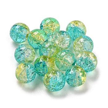 Transparent Spray Painting Crackle Glass Beads, Round, Yellow Green, 8mm, Hole: 1.6mm, 300pcs/bag