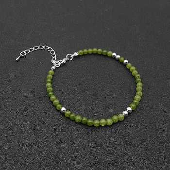 Natural Peridot Bead Bracelet, 7-1/8 inch(18cm)