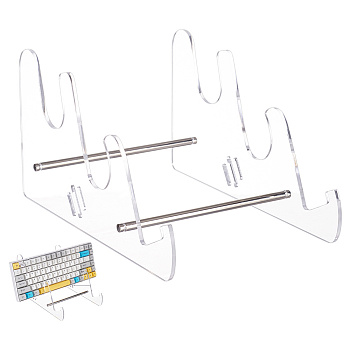 3-Tier Transparent Acrylic Keyboard Stands, Detachable Keyboard Storage Holder with Platinum Tone Iron Findings, Clear, Finish Product: 15x25x13.5cm, about 8pcs/set