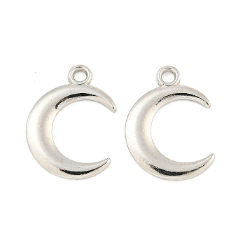 Alloy Pendants, Double Horn/Crescent Moon Charm, Platinum, 21.5x16x2mm, Hole: 2mm