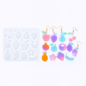 DIY Pendant Silicone Molds, Resin Casting Molds, Fruit, White, 110x120x4mm, Hole: 1.7mm, Inner Diameter: 19~34x19.5~30.5mm